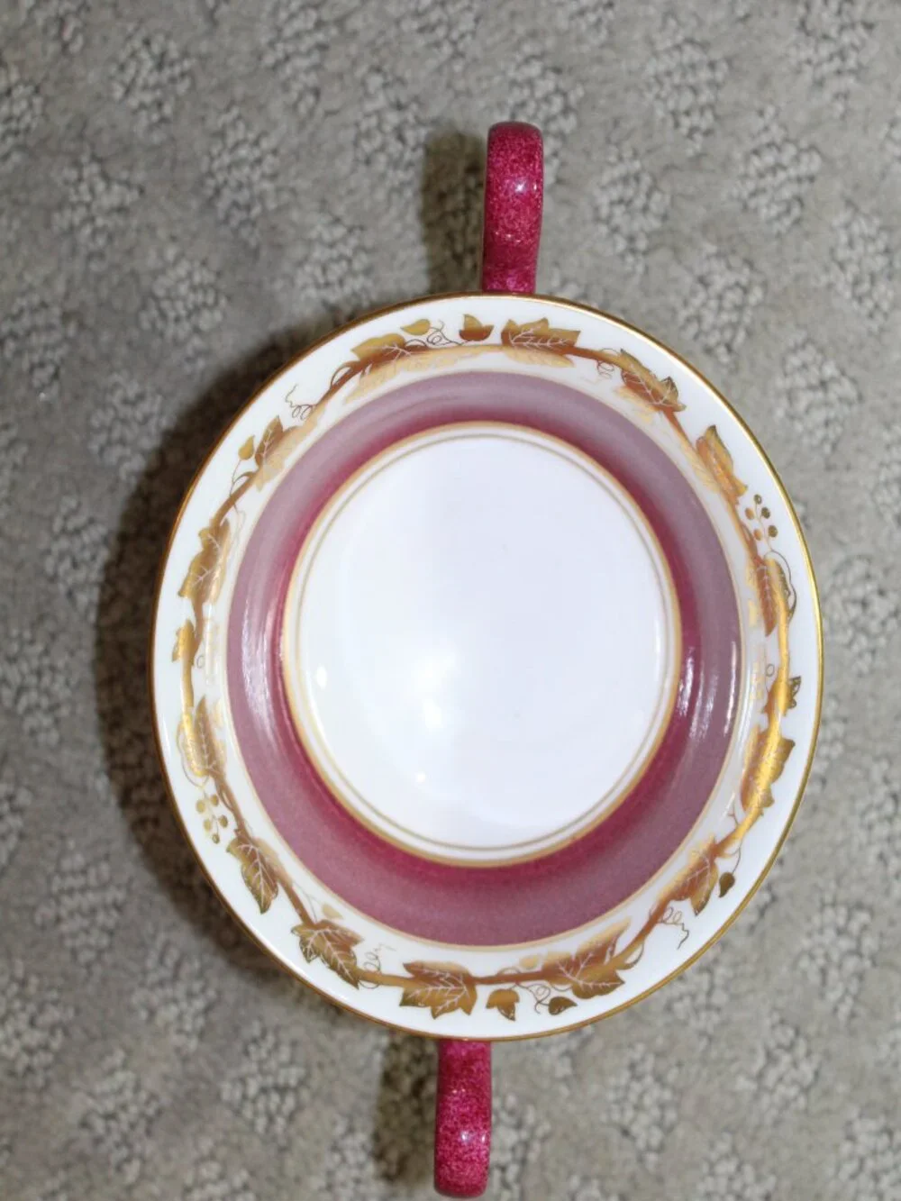 Two Handled Soup Cup & Saucer Wedgwood Whitehall W3994 Powder Ruby Bone China